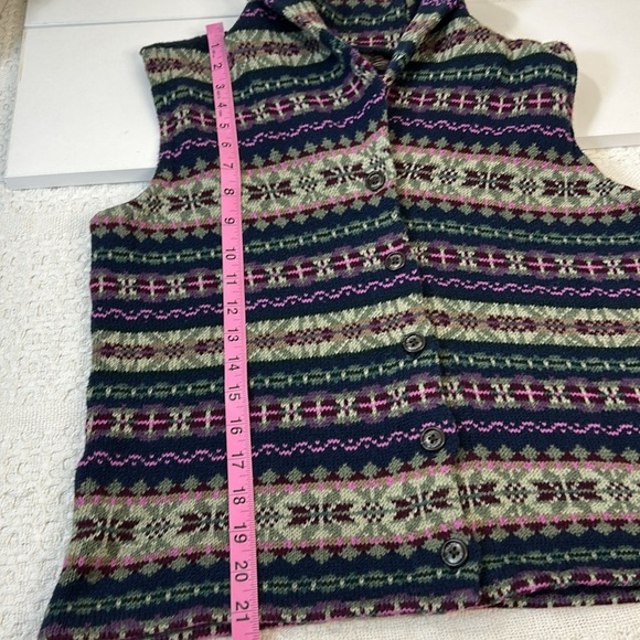 Vintage Chaps Sweater Vest Womens L Southwestern Jacquard Shawl Collar Button - Picture 8 of 8